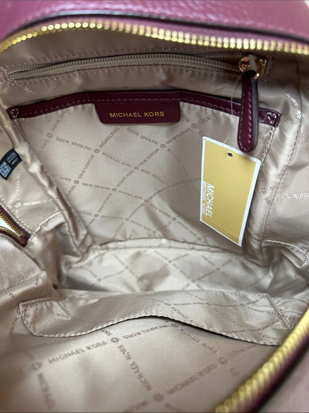 NWT Michael Kors Adina Merlot Leather MD Backpack with Gold Hardware - Picture 12 of 14